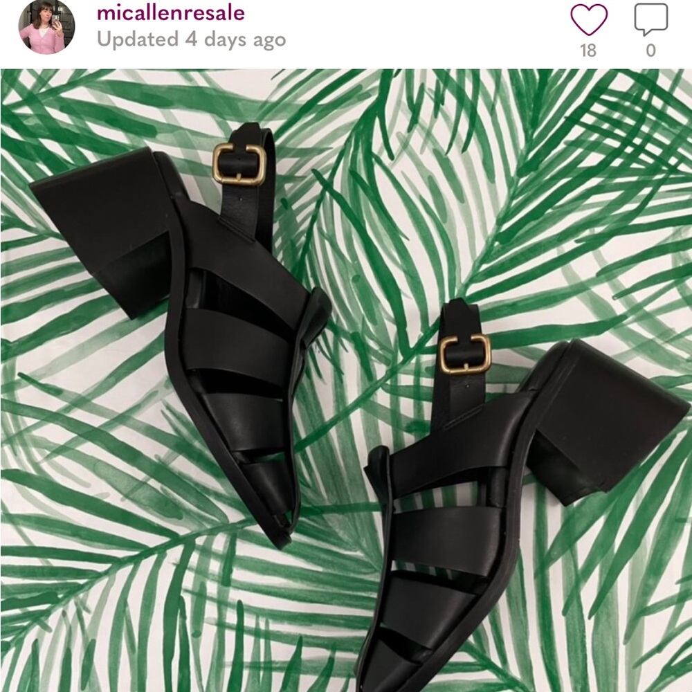 Freda Salvador Julieta Fisherman Black Leather Block Heels Size 8